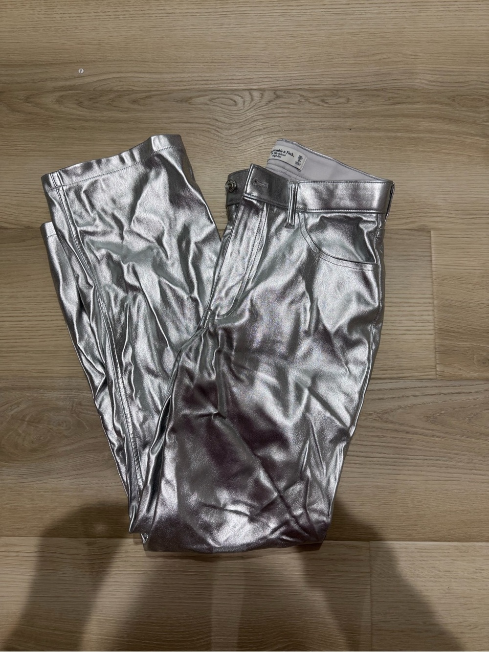 Abercrombie & Fitch Silver Metallic Straight Jeans